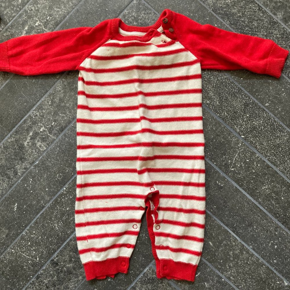 3-6 month knit red and white sleeper